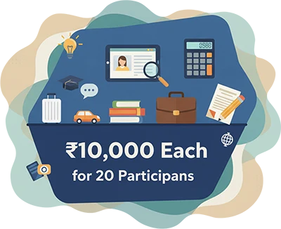 Merit awards ₹10,000 each for 20 scholarship participants