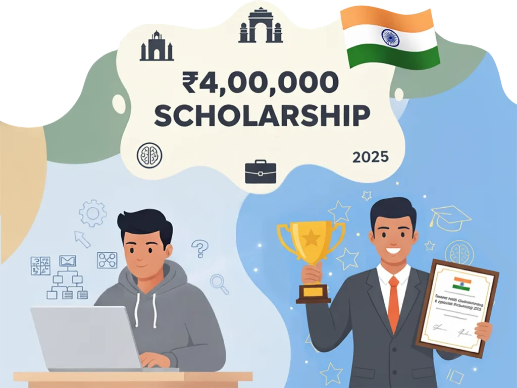 Smarter India Logical Reasoning & Aptitude Scholarship banner offering ₹4,00,000 awards to students preparing for government and competitive exams.