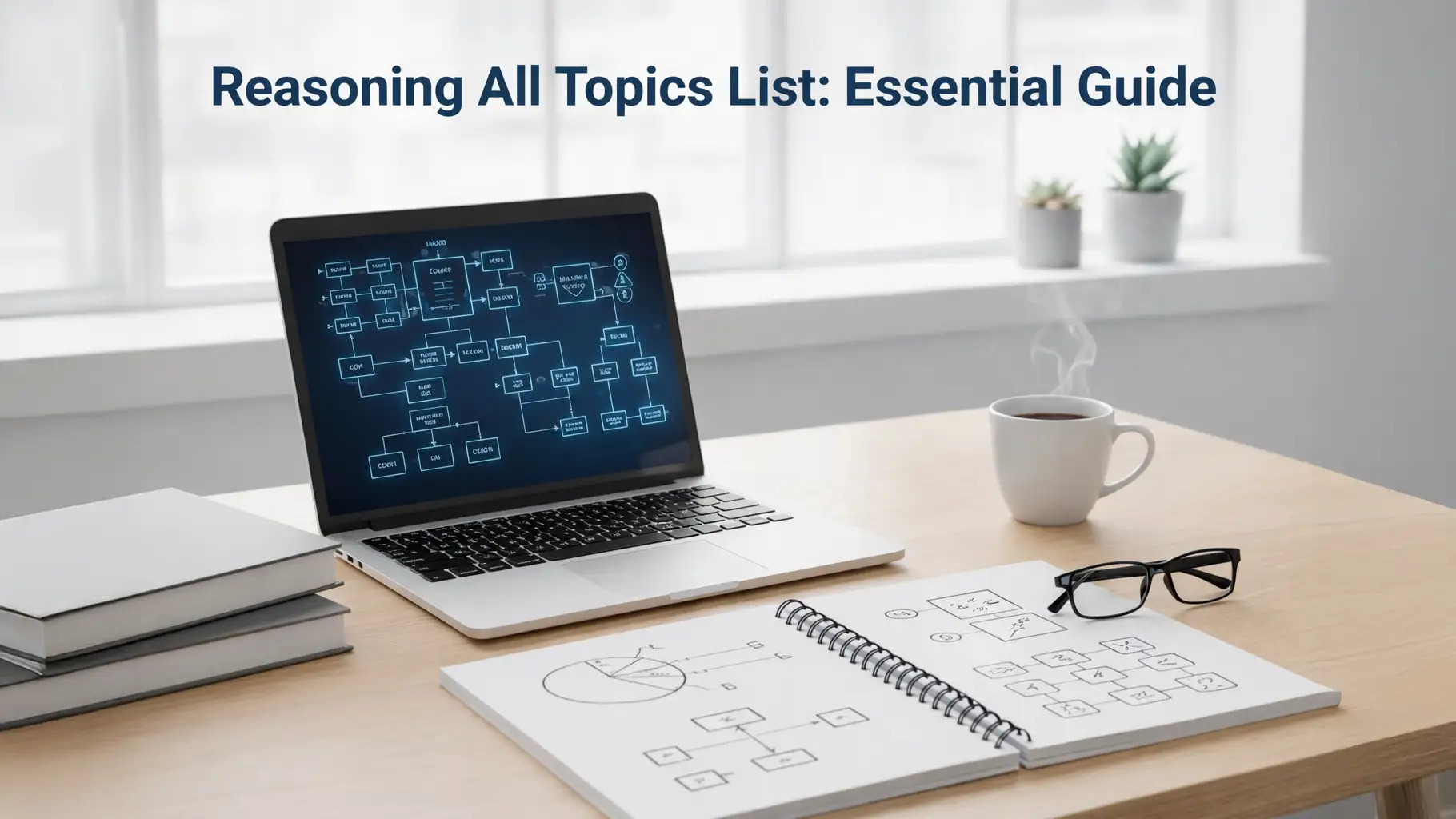 Conceptual illustration showing a structured map of logical reasoning topics including verbal, non-verbal, analytical reasoning, and puzzles for SSC exams India